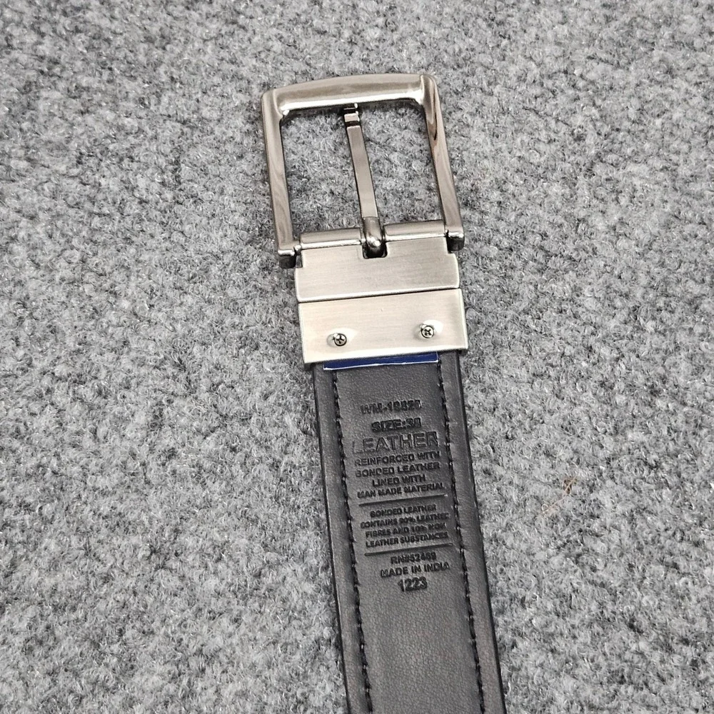 Reversible Belt Mens 38 Brown Black Leather‎ Swivel Buckle Casual Dress